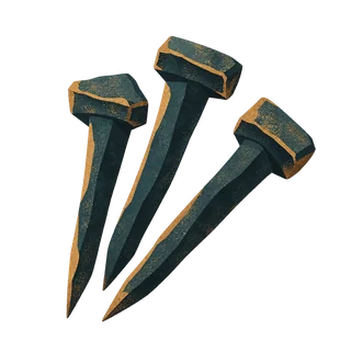 Three plain iron nails.