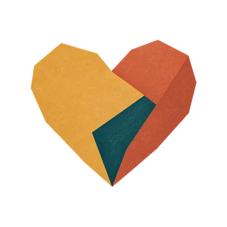 A heart formed from warm, interlocking shapes.